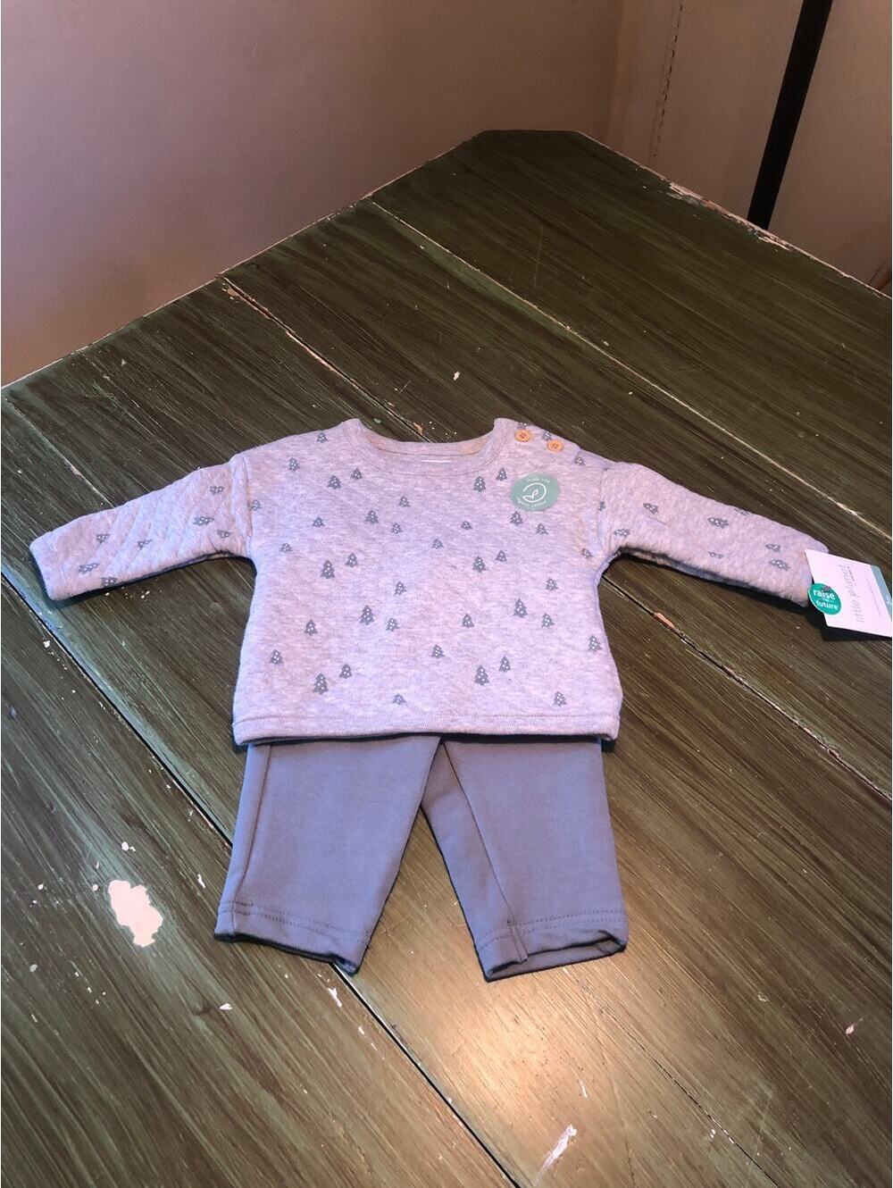 Little Planet NWT Baby Organic Tree Print Sweatshirt and Pants Outfit Size 3M